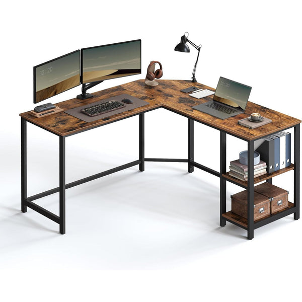 L-alakú számítógépasztal, sarokasztal, rusztikus barna-VASBÚTOR