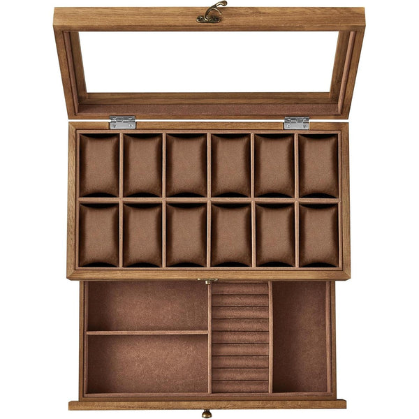12 rekeszes óratartó doboz rusztikus dió színben-VASBÚTOR
