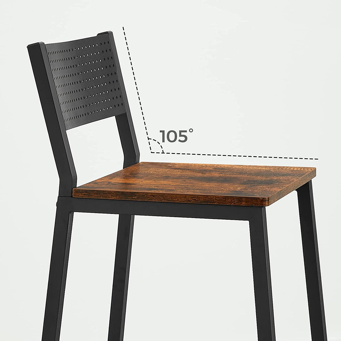 2 db bárszék készlet, Konyhai székek Ipari tervezés Vintage barna fekete-VASBÚTOR