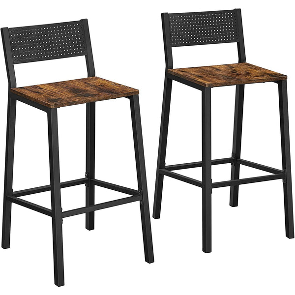 2 db bárszék készlet, Konyhai székek Ipari tervezés Vintage barna fekete-VASBÚTOR