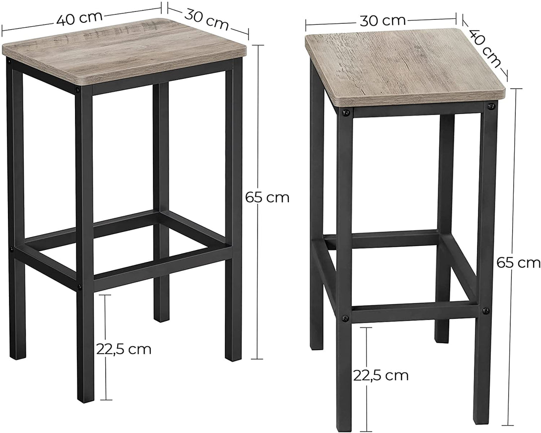2 db bárszék szett Konyhai székek 40 x 65 x 30 cm, greige-fekete-VASBÚTOR