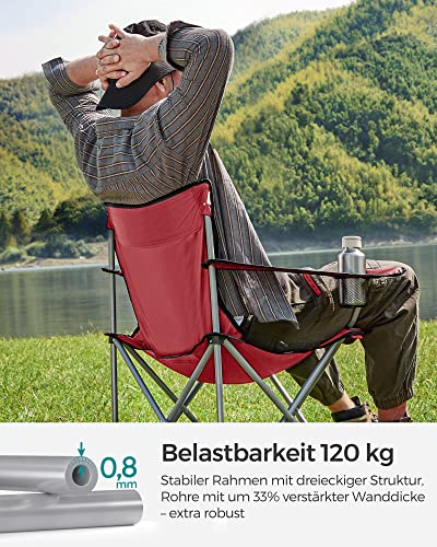 2 db összecsukható kempingszék, karfával és pohártartóval, stabil szerkezet, max. Teherbírás 120 kg, piros-VASBÚTOR