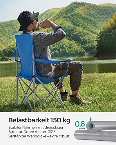 2 db összecsukható kempingszék, kényelmes, nagy teherbírású szerkezet, max. Terhelhetőség 150 kg, pohártartóval, kék-VASBÚTOR