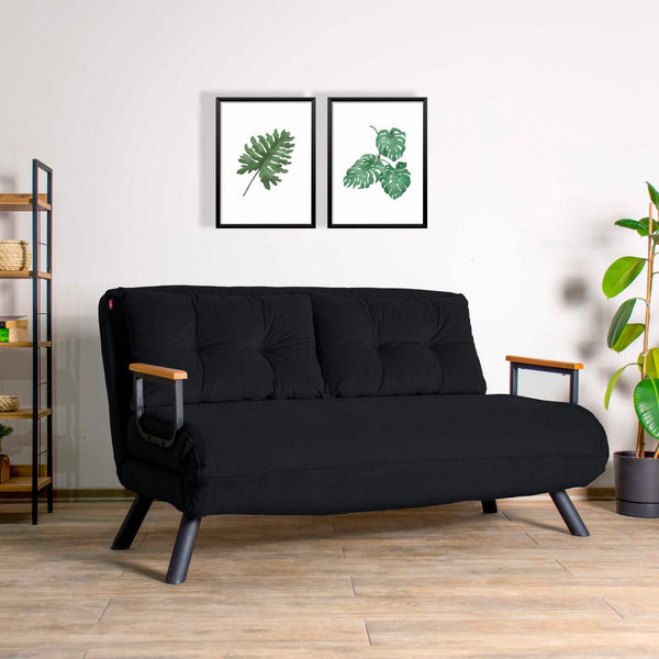 2 személyes kanapéágy Homoko 2-Seater - Fekete-VASBÚTOR