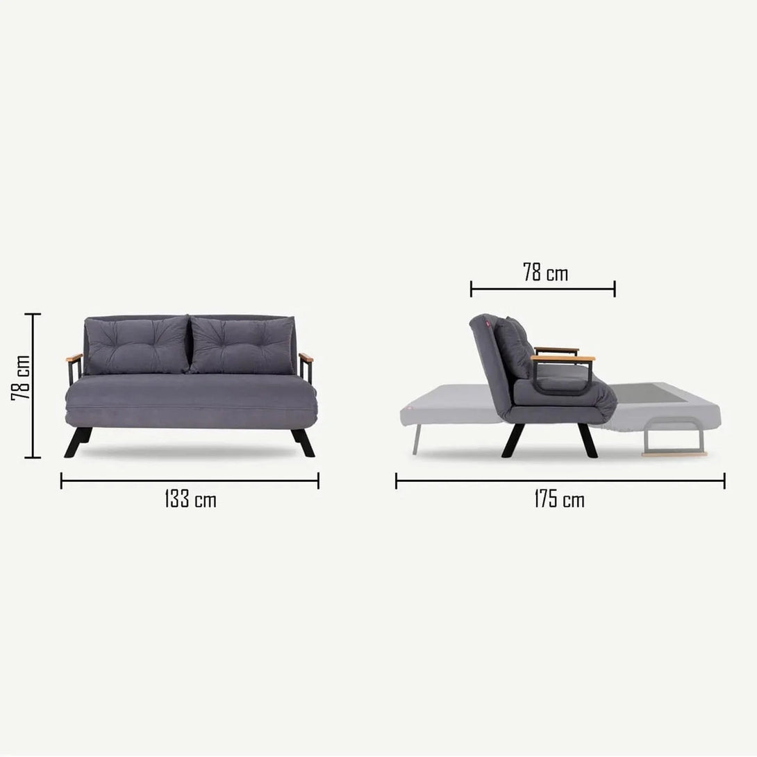 2 személyes kanapéágy Homoko 2-Seater - Kék-VASBÚTOR