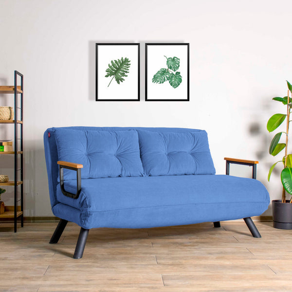 2 személyes kanapéágy Homoko 2-Seater - Kék-VASBÚTOR