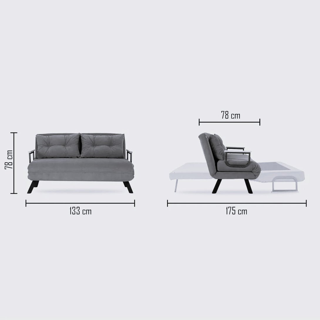 2 személyes kanapéágy Homoko 2-Seater - Krém-VASBÚTOR