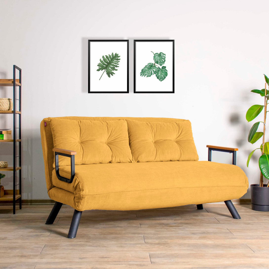 2 személyes kanapéágy Homoko 2-Seater - Mustársárga-VASBÚTOR
