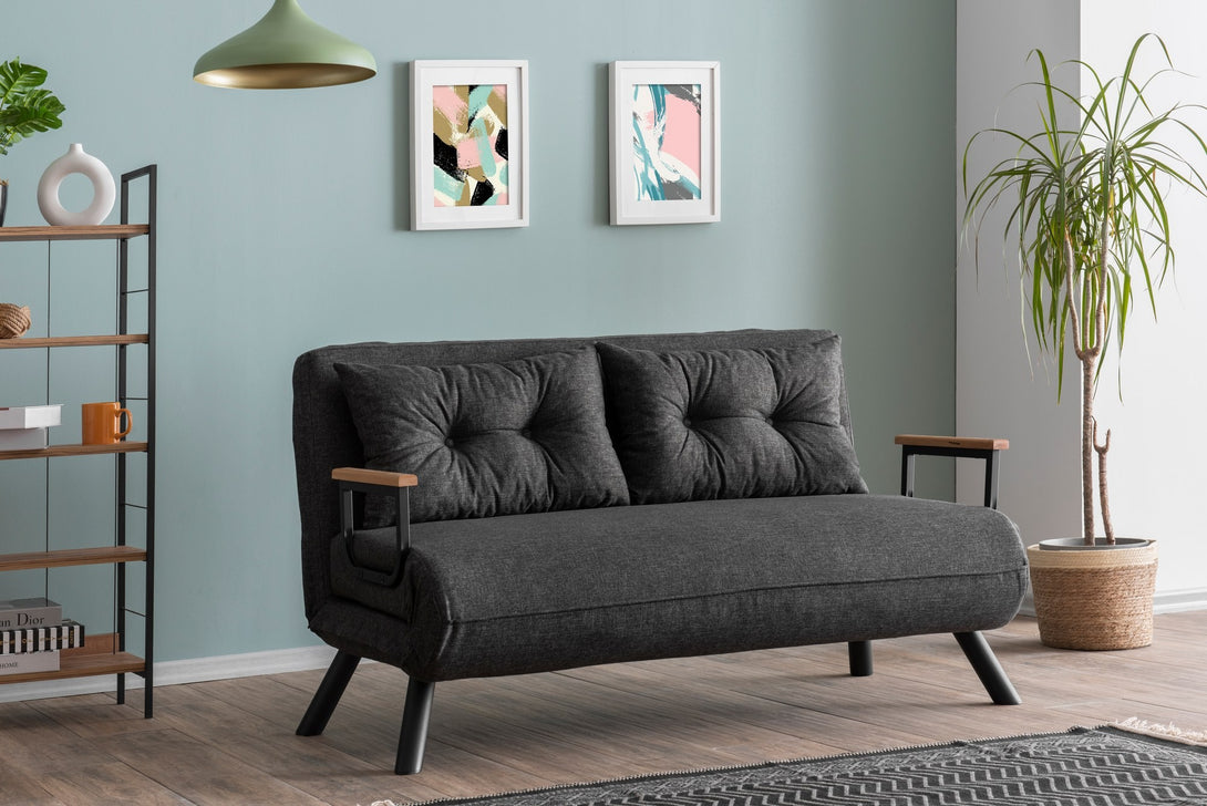 2 személyes kanapéágy Homoko 2-Seater - Sötét Szürke-VASBÚTOR