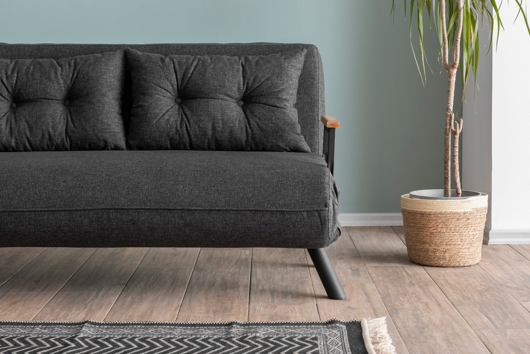 2 személyes kanapéágy Homoko 2-Seater - Sötét Szürke-VASBÚTOR