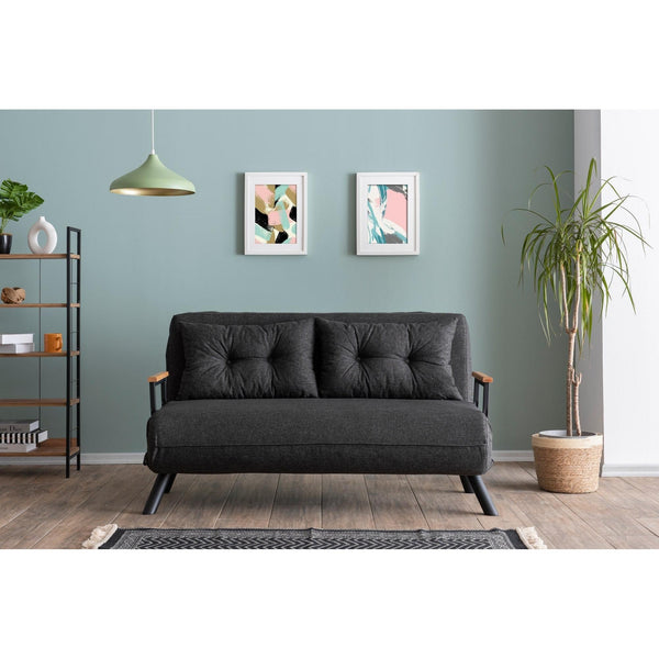 2 személyes kanapéágy Homoko 2-Seater - Sötét Szürke-VASBÚTOR