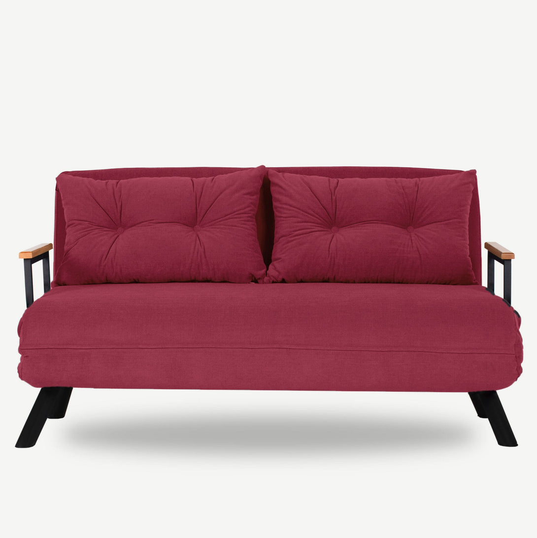 2 személyes kanapéágy Homoko 2-Seater - Sötétbordó-VASBÚTOR
