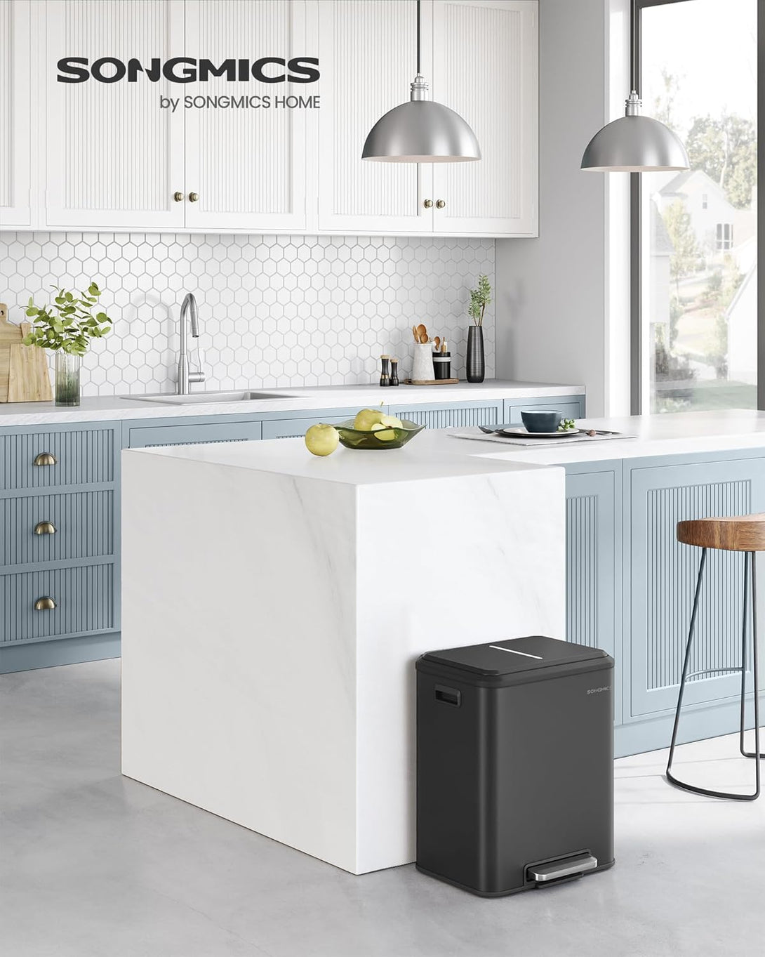 2 x 15 literes konyhai szemetes fekete színben-VASBÚTOR