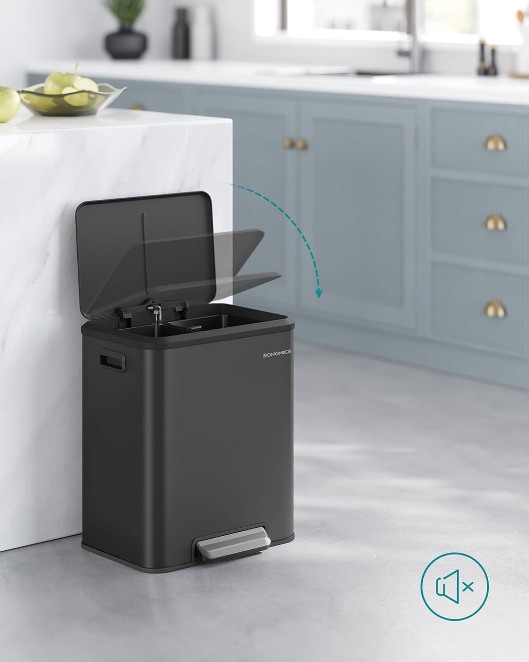 2 x 15 literes konyhai szemetes fekete színben-VASBÚTOR