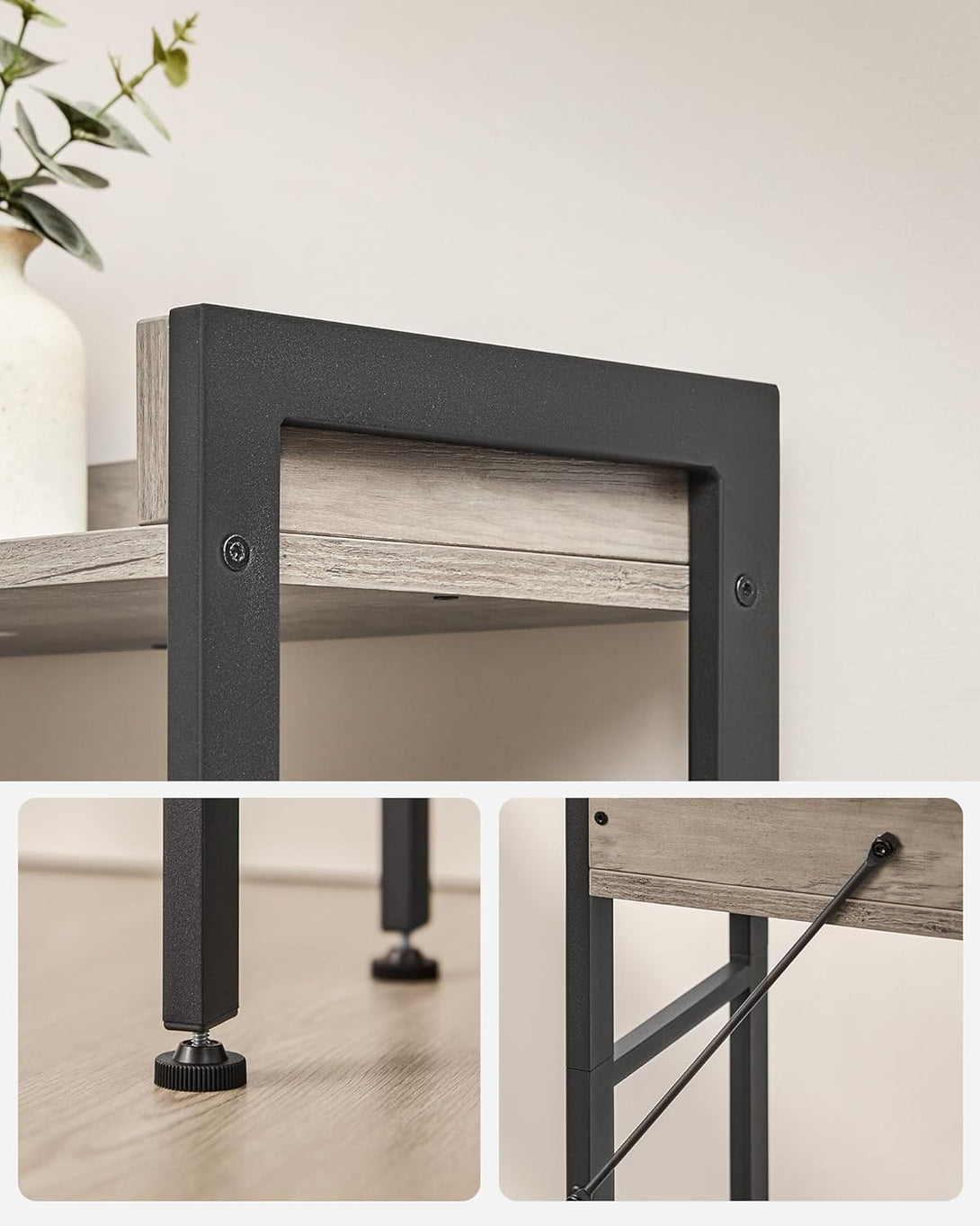 3 Szintes WC/mosógép fölé helyezhető polc szürkés-bézs és fekete színben-VASBÚTOR