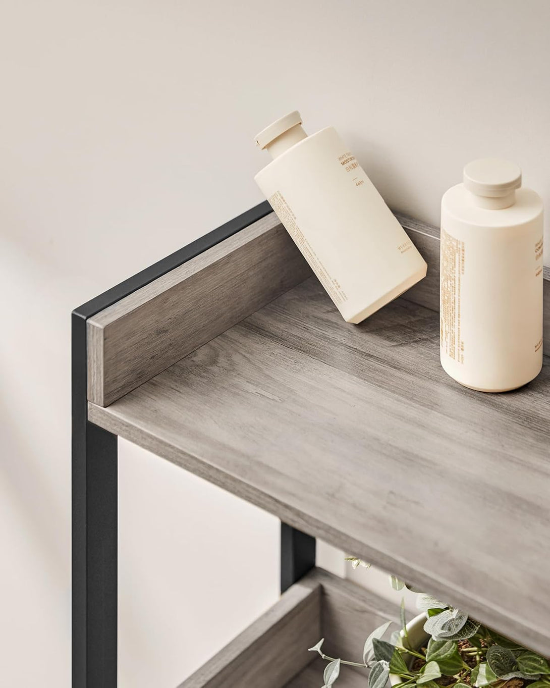 3 Szintes WC/mosógép fölé helyezhető polc szürkés-bézs és fekete színben-VASBÚTOR