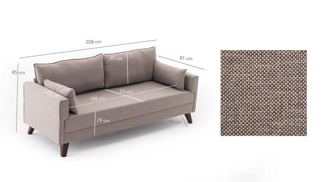 3 személyes kanapé Bella Sofa For 3 Pr - Krém-VASBÚTOR