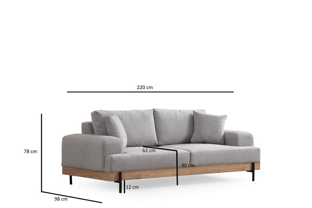 3 személyes kanapé Eti Oak -Szürke-VASBÚTOR