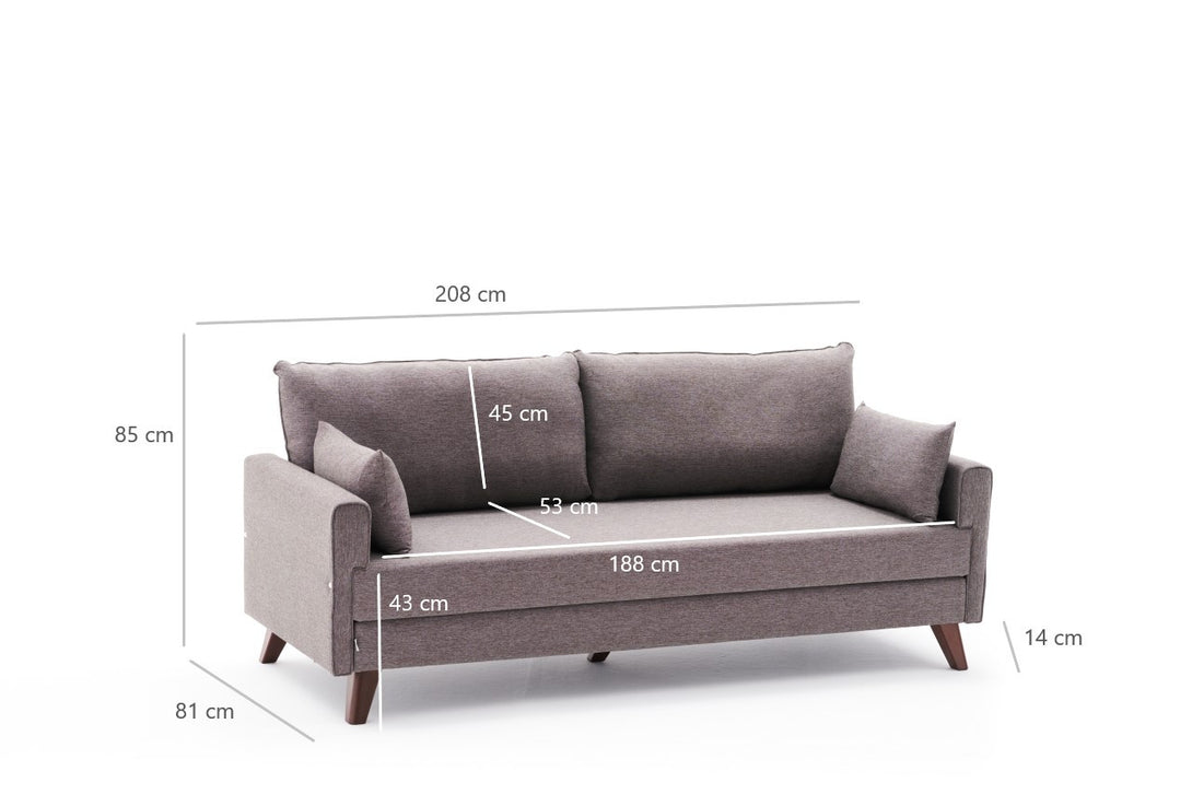 3 személyes kanapéágy Bella Sofa - Barna-VASBÚTOR