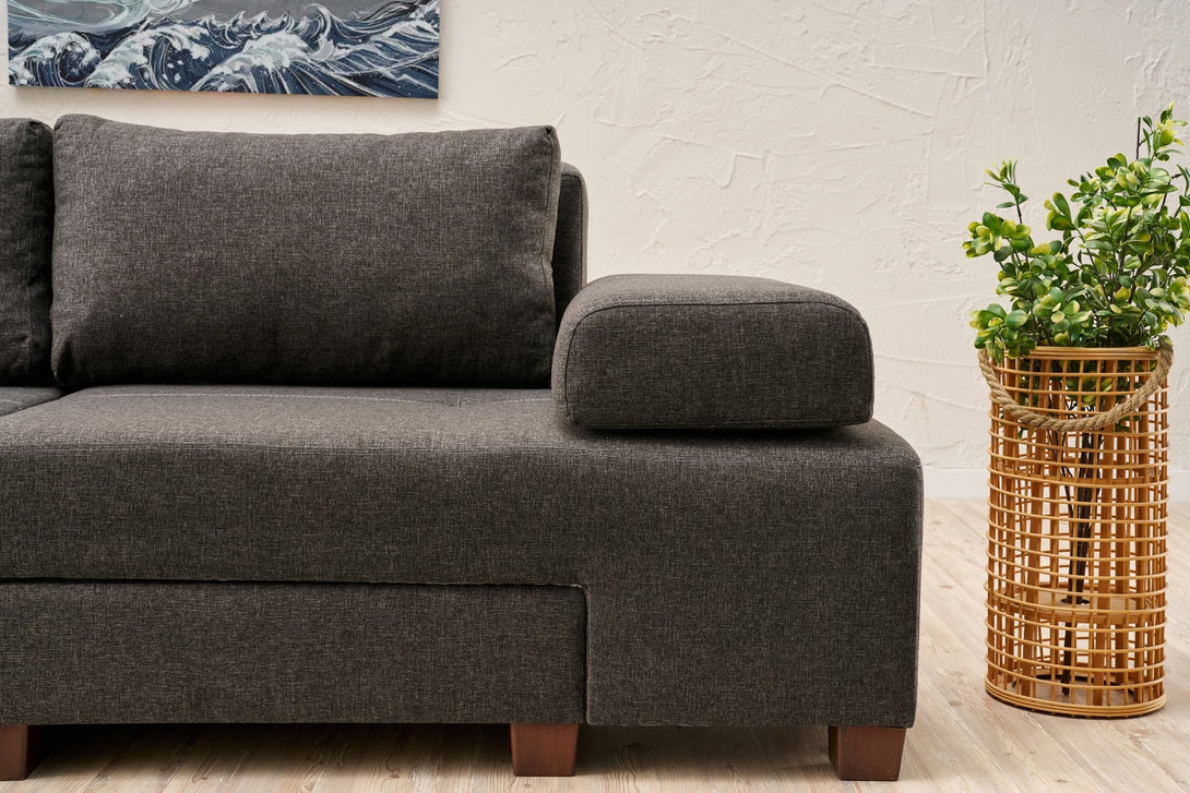 3 személyes kanapéágy Perenna Linen - Antracit-VASBÚTOR