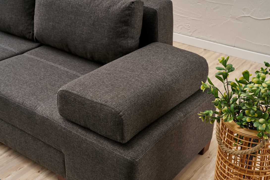 3 személyes kanapéágy Perenna Linen - Antracit-VASBÚTOR