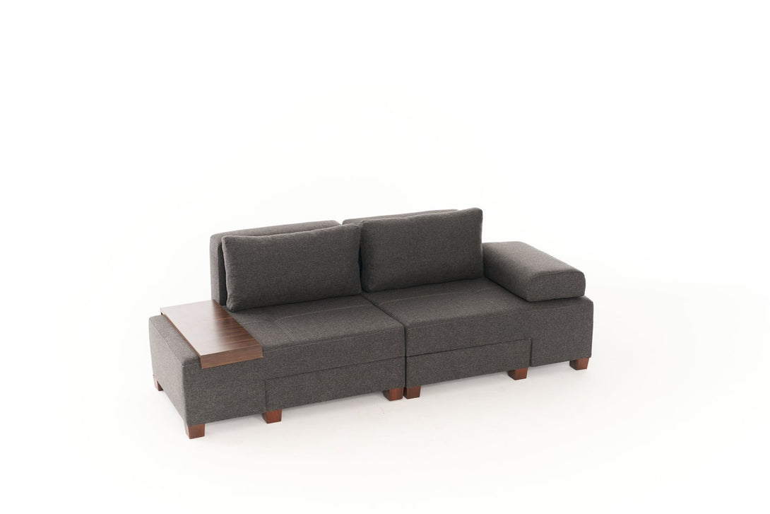 3 személyes kanapéágy Perenna Linen - Antracit-VASBÚTOR