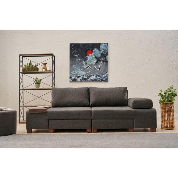 3 személyes kanapéágy Perenna Linen - Antracit-VASBÚTOR