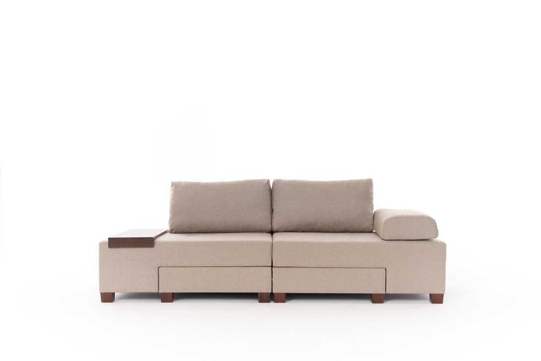 3 személyes kanapéágy Perenna Linen - Krém-VASBÚTOR