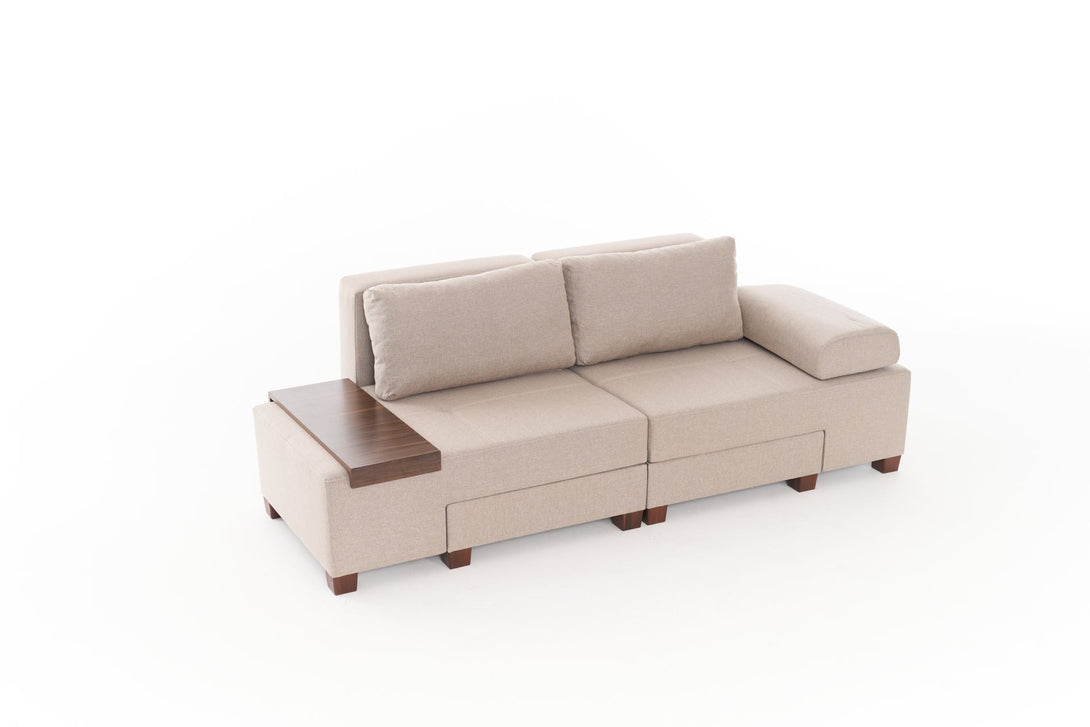 3 személyes kanapéágy Perenna Linen - Krém-VASBÚTOR