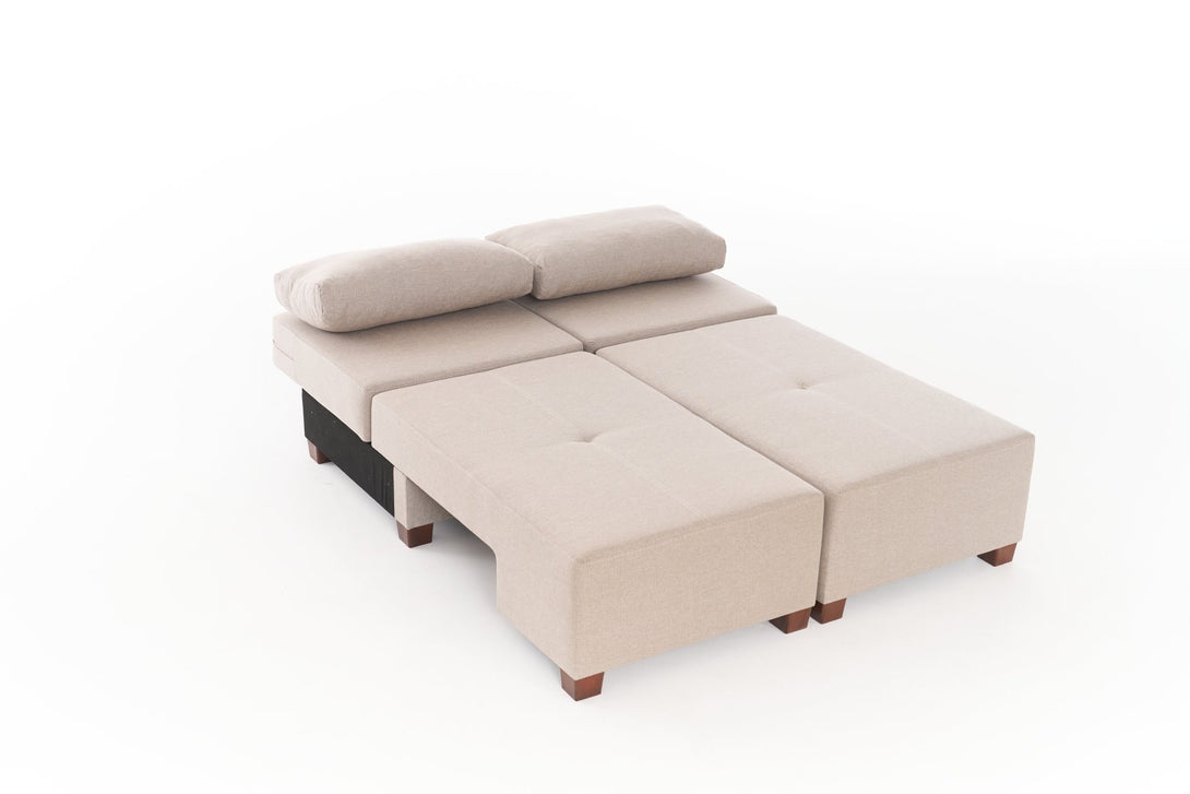 3 személyes kanapéágy Perenna Linen - Krém-VASBÚTOR