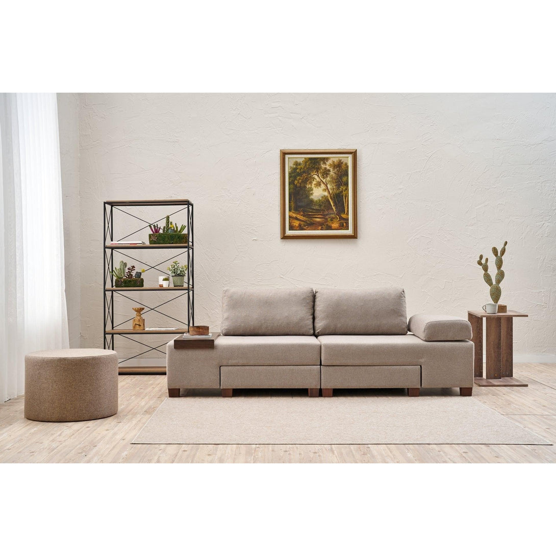 3 személyes kanapéágy Perenna Linen - Krém-VASBÚTOR