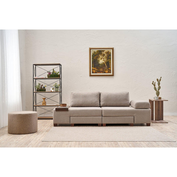 3 személyes kanapéágy Perenna Linen - Krém-VASBÚTOR