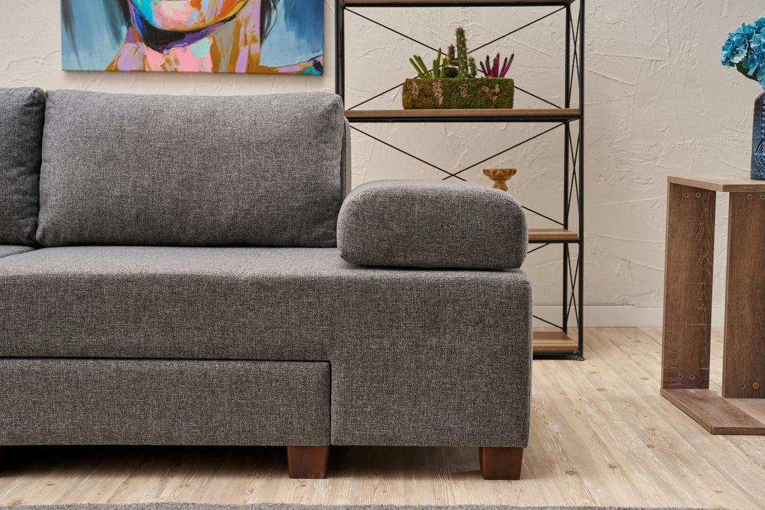3 személyes kanapéágy Perenna Linen - Szürke-VASBÚTOR