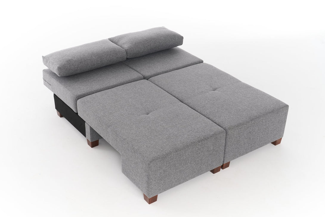3 személyes kanapéágy Perenna Linen - Szürke-VASBÚTOR