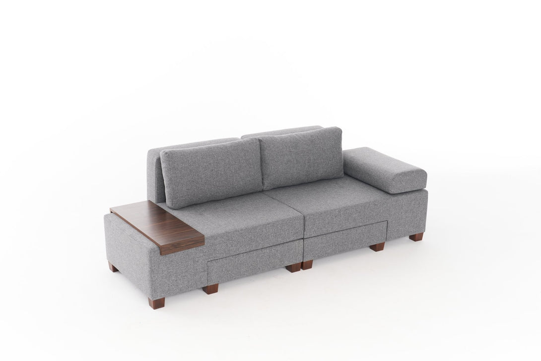 3 személyes kanapéágy Perenna Linen - Szürke-VASBÚTOR
