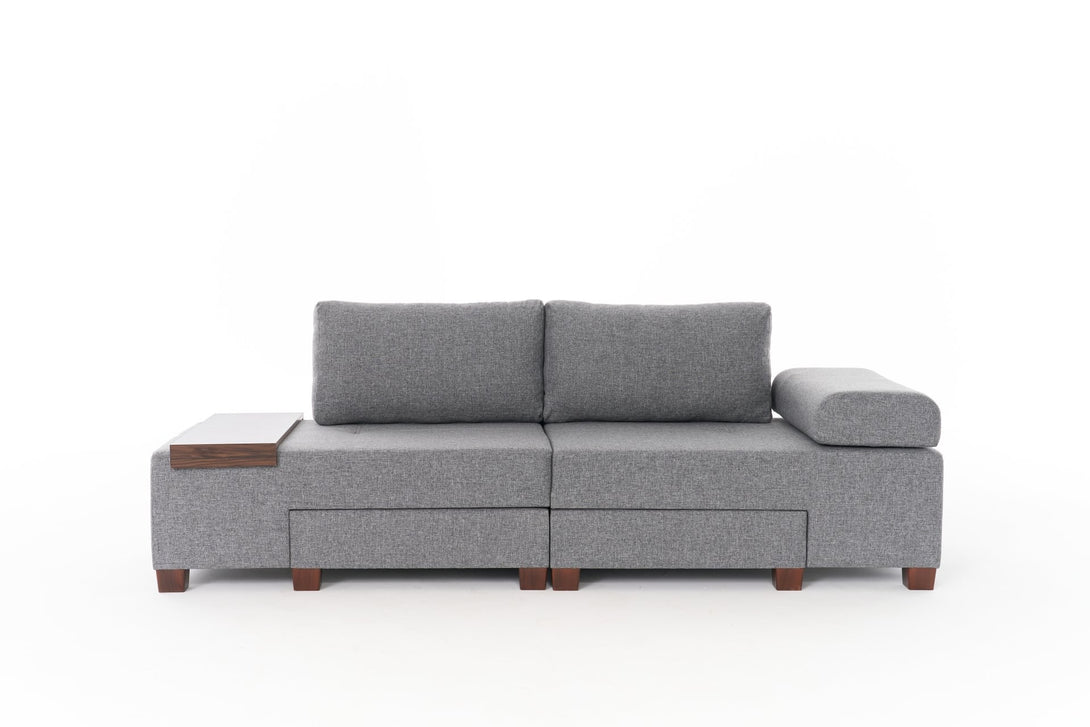 3 személyes kanapéágy Perenna Linen - Szürke-VASBÚTOR
