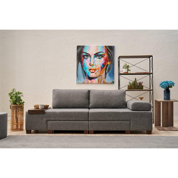 3 személyes kanapéágy Perenna Linen - Szürke-VASBÚTOR