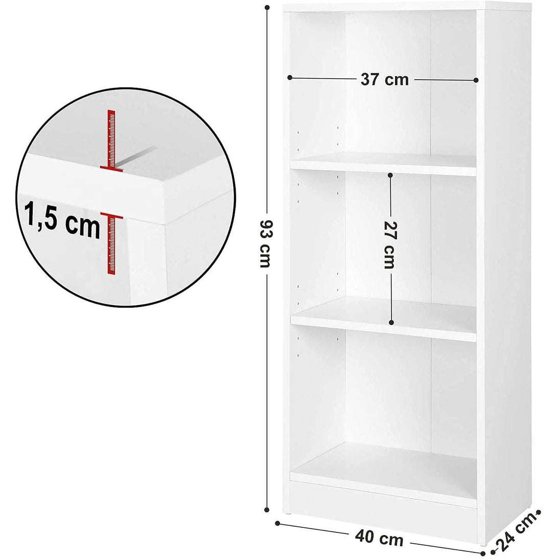 3 szintes könyvespolc állítható polcokkal, fehér-VASBÚTOR