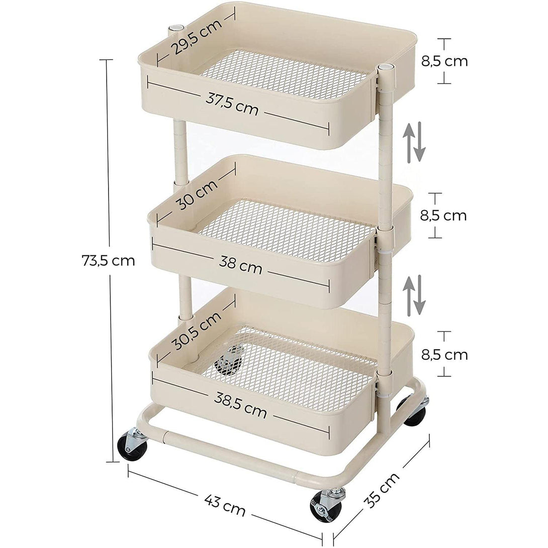 3 szintes tárolókocsi, guruló kocsi, fehér-VASBÚTOR