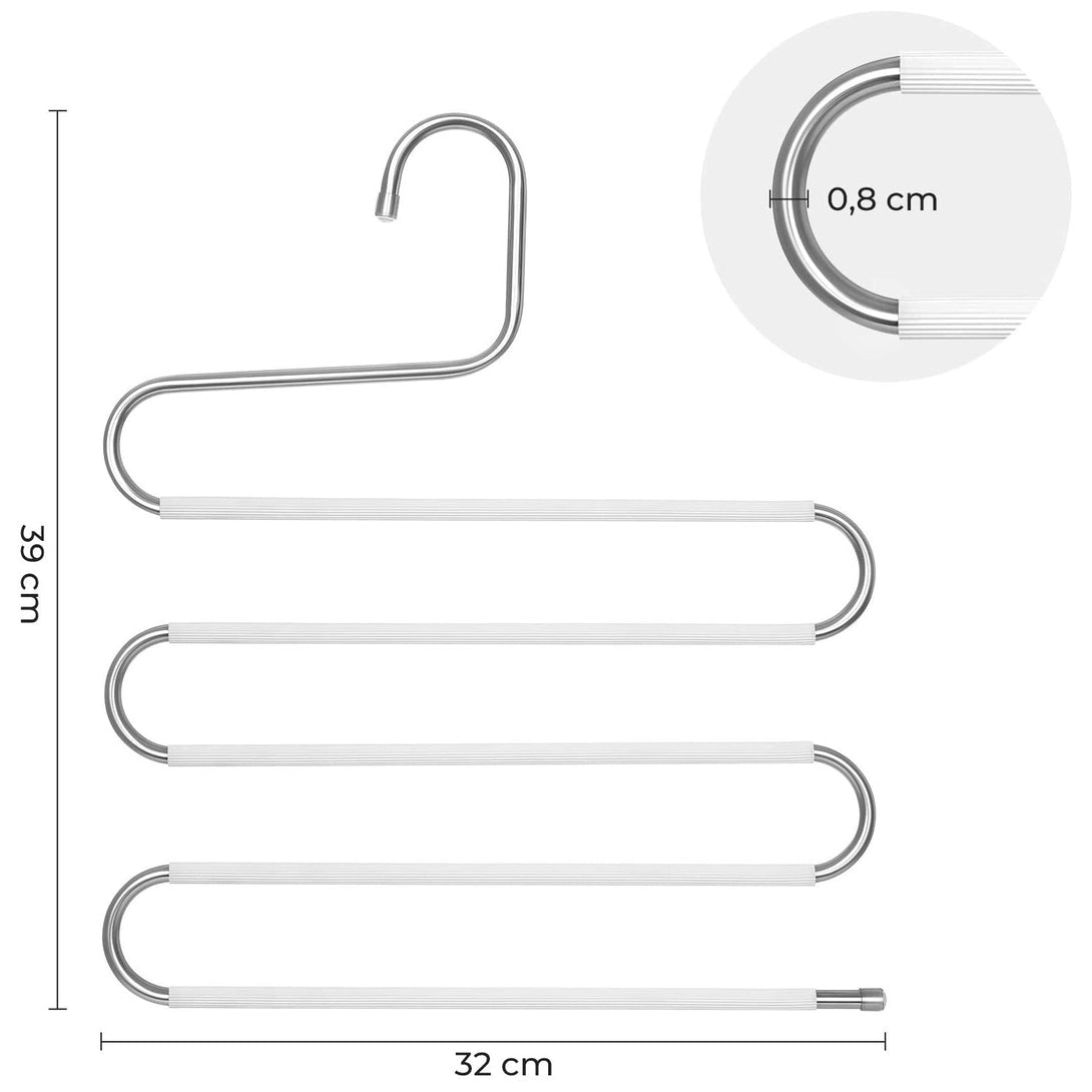 4 db Helytakarékos nadrágakasztók, csúszásmentes akasztók, ezüst és fehér-VASBÚTOR