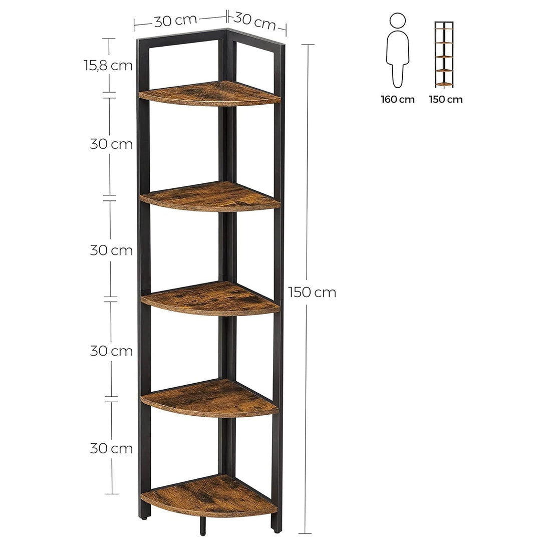 5 szintes sarok könyvespolc, sarokpolc, rusztikus barna-VASBÚTOR