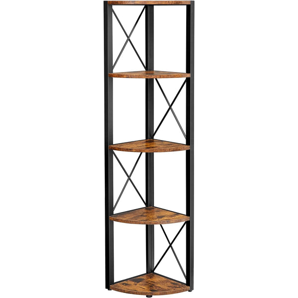 5 szintes sarokpolc 160x30x30 cm barna és fekete színben-VASBÚTOR