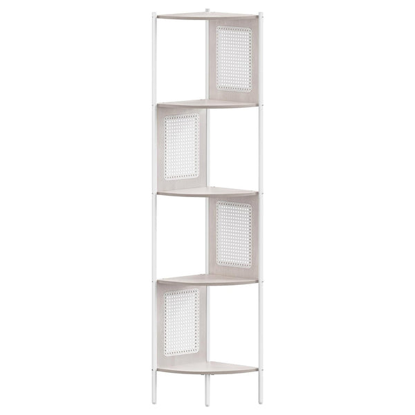 5 szintes sarokpolc, könyvespolc polirattan oldalakkal, 156x32x32 cm, zab bézs-VASBÚTOR