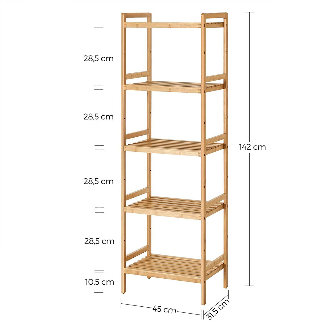 5 szintes tároló állvány, fürdőszobai polc, bambusz-VASBÚTOR