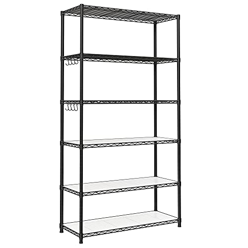 6 szintes konyhai állvány, fém polc,állítható magasságú 90×35×177 cm fekete-VASBÚTOR