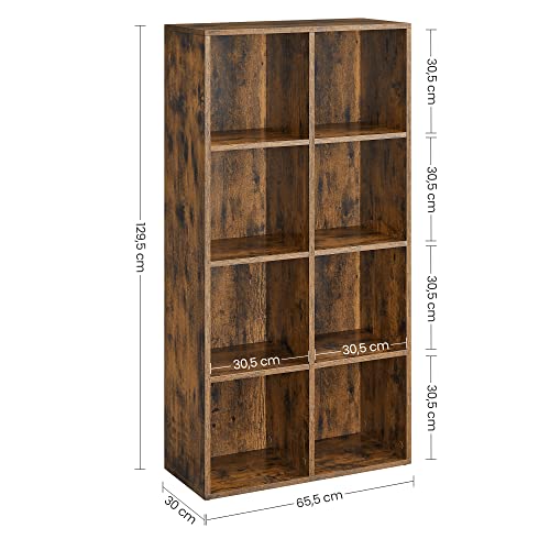 8-kockás könyvespolc 65,5 x 30 x 13,5 cm, rusztikus barna-VASBÚTOR