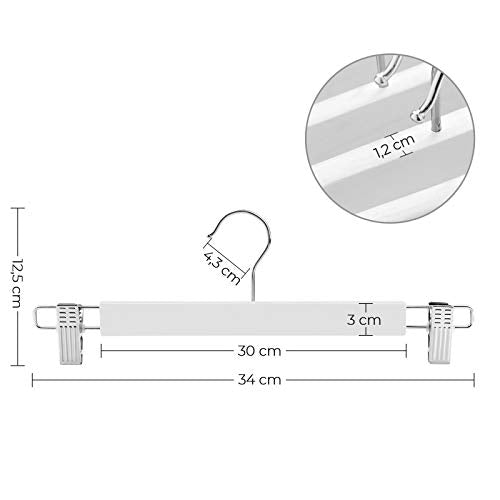 8db fából készült nadrág akasztók, állítható, fehér-VASBÚTOR