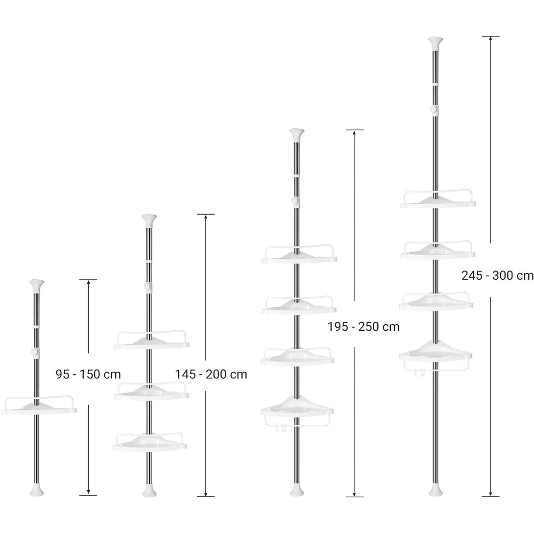 Állítható fürdőszoba sarokpolc, teleszkópos zuhanypolc, 95-300 cm-VASBÚTOR