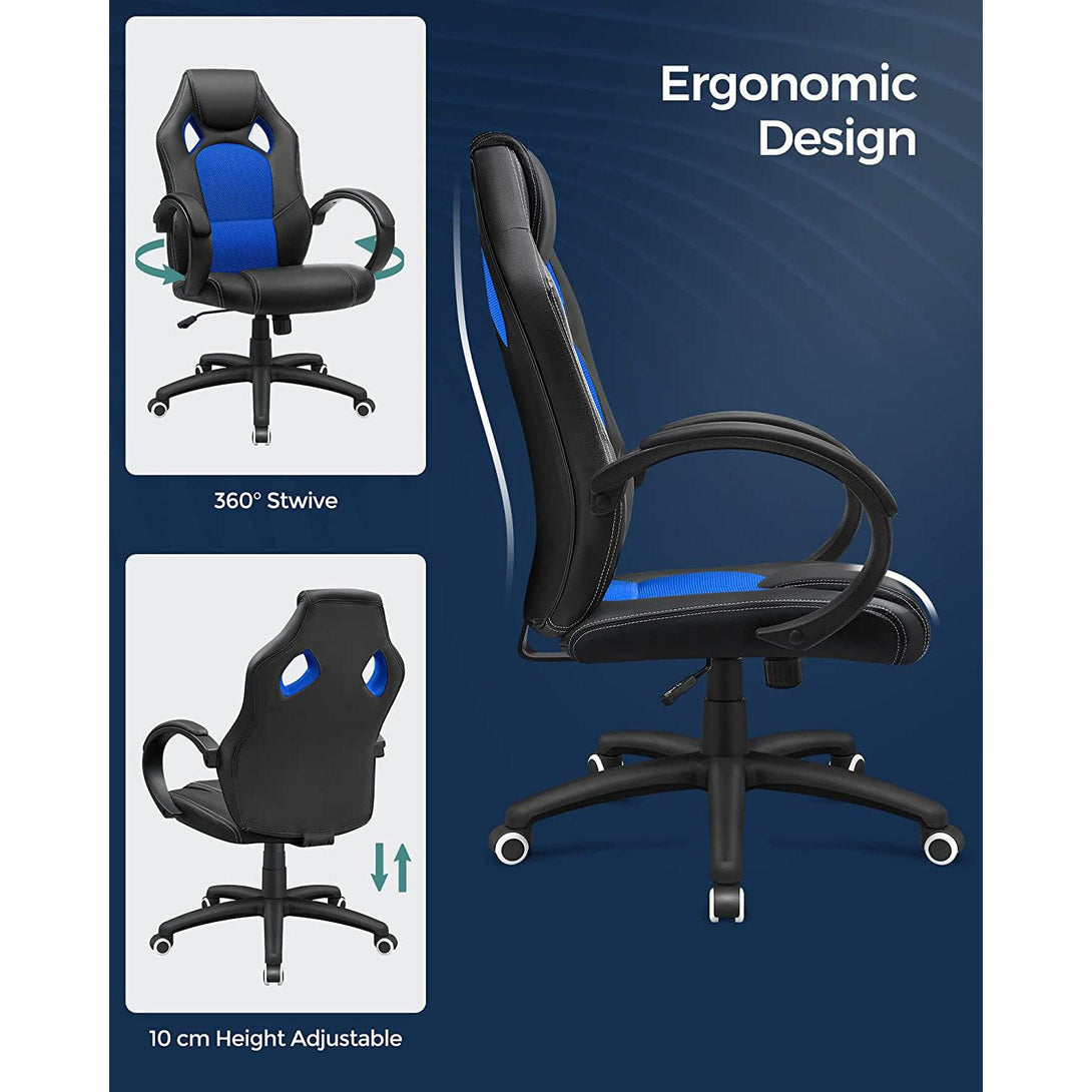 Állítható irodai szék, teleszkópos lábtartóval, kék-VASBÚTOR