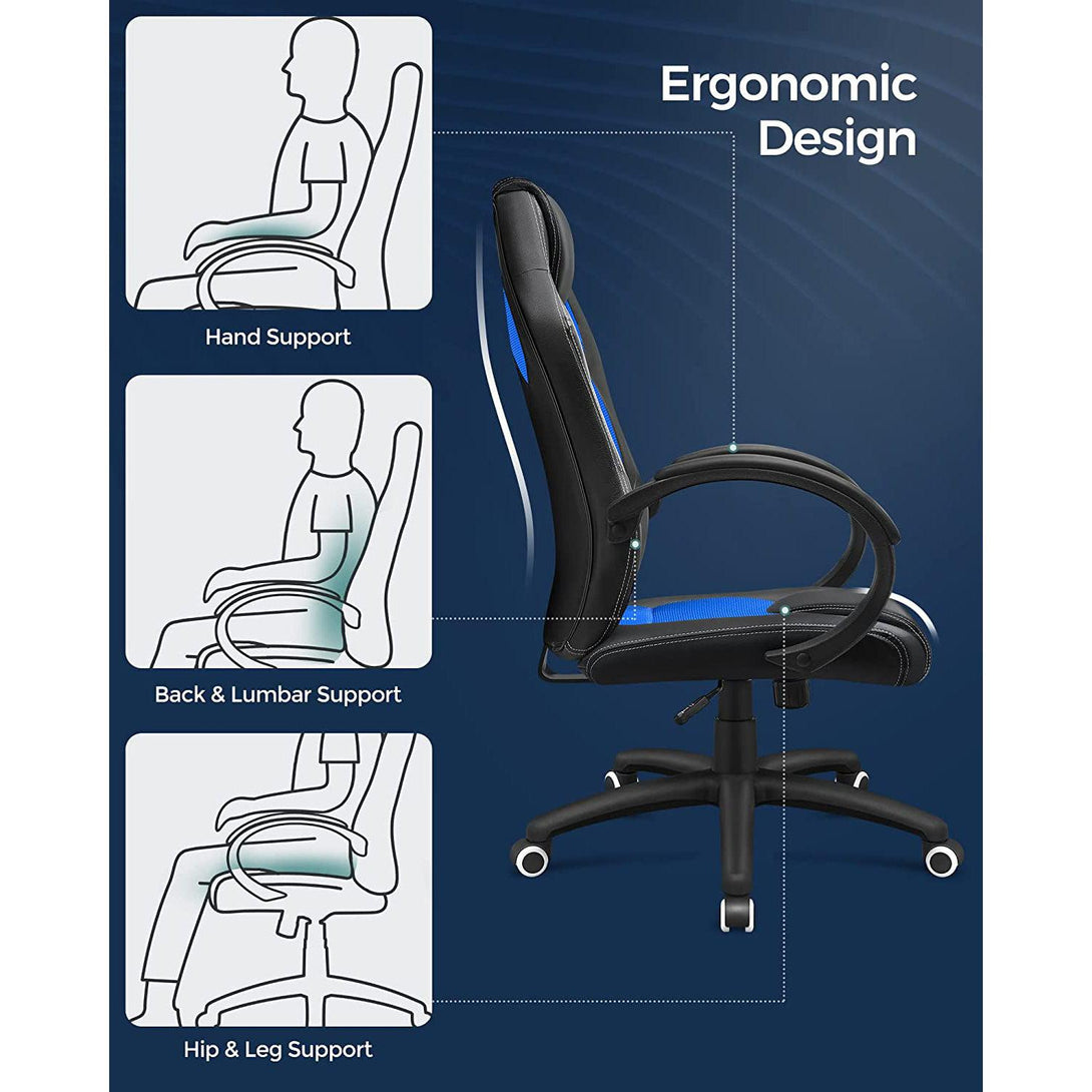 Állítható irodai szék, teleszkópos lábtartóval, kék-VASBÚTOR